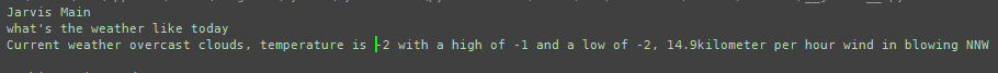 Jarvis Weather Output